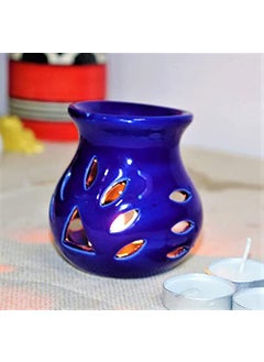 AL Asian Lily AL Asian Lily Aroma Diffuser Set 35 inches Indigo Perfect Gifting for Navratri Diwali Dussehra Festivals Blue Ceramic Candle Burner with 2 T Lite Candles and 10ml Aroma OilIndigo Blue  - Image 1