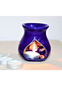 AL Asian Lily AL Asian Lily Aroma Diffuser Set 35 inches Indigo Perfect Gifting for Navratri Diwali Dussehra Festivals Blue Ceramic Candle Burner with 2 T Lite Candles and 10ml Aroma OilIndigo Blue  - Image 2