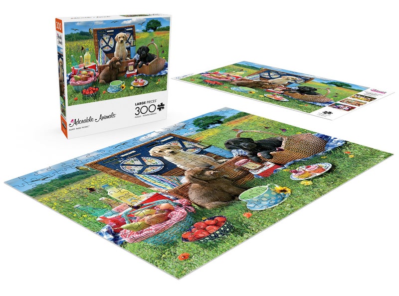 Buffalo Games - Adorable Animals - Puppy Park Picnic - 300 Large Piece Jigsaw Puzzle for Adults - Challenging Puzzle Perfect for Game Nights - Image 4