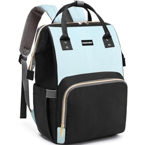 PACKNBUY Baby Diaper Bag Backpack for Travel, Large Maternity Hospital Bag with Multiple Pockets, Water Resistant Mother Bag with Insulated Bottle Pockets for Newborn Baby Essentials (Pink Grey) - Image 1