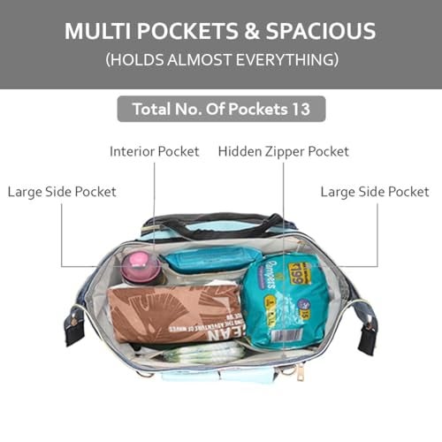 PACKNBUY Baby Diaper Bag Backpack for Travel, Large Maternity Hospital Bag with Multiple Pockets, Water Resistant Mother Bag with Insulated Bottle Pockets for Newborn Baby Essentials (Pink Grey) - Image 3