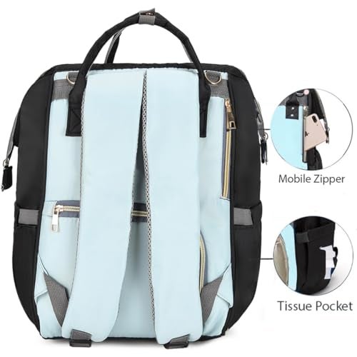 PACKNBUY Baby Diaper Bag Backpack for Travel, Large Maternity Hospital Bag with Multiple Pockets, Water Resistant Mother Bag with Insulated Bottle Pockets for Newborn Baby Essentials (Pink Grey) - Image 2