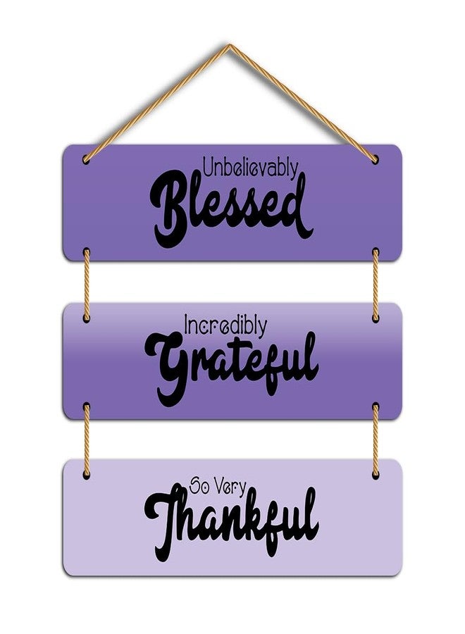 Kaameri Bazaar Blessed_Purple Wall Sculpture - Wooden Handcrafted Door Hanging Decorative Items | Wall Decor for Living Room, Bedroom & Hall | Home Decoration Items for Wall - Image 1