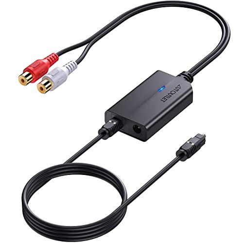 AUTOUTLET 192kHz Optical to RCA Converter DAC Digital to Analog Audio Converter Spdif/Optical/Toslink to RCA Audio Adapter with 3ft Cable Compatible for HDTV, DVD, Blu-Ray Players, Game Consoles - Image 1