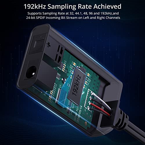 AUTOUTLET 192kHz Optical to RCA Converter DAC Digital to Analog Audio Converter Spdif/Optical/Toslink to RCA Audio Adapter with 3ft Cable Compatible for HDTV, DVD, Blu-Ray Players, Game Consoles - Image 4