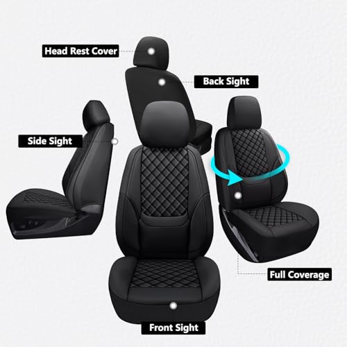 WENNFOUR Wrangler Seat Covers 2007-2026 Full Set, Waterproof Leather Interior Sets with Lumbar Support Custom Fit for Jeep Wrangler JK JL 4 Door Unlimited Sahara/Sport/Rubicon X 392 Willys, Black - Image 2