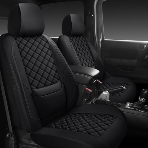 WENNFOUR Wrangler Seat Covers 2007-2026 Full Set, Waterproof Leather Interior Sets with Lumbar Support Custom Fit for Jeep Wrangler JK JL 4 Door Unlimited Sahara/Sport/Rubicon X 392 Willys, Black - Image 1