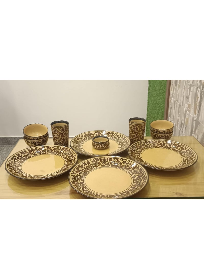 Caffeine Caffeine Ceramic Handmade Brown sehra Dinner Set (Set of 11)pcs  - Image 2