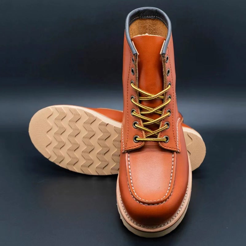 875 First Layer Cowhide Goodyear Ameikaji Workwear Boots Trendy British Martin Boots Short Boots Vintage Motorcycle Boots - Image 5