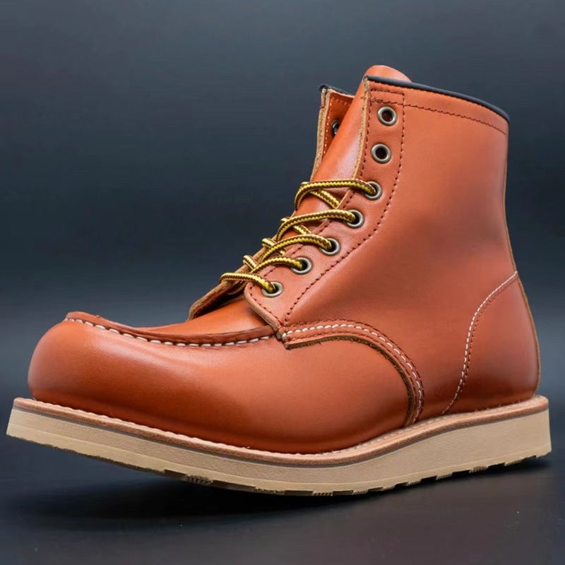 875 First Layer Cowhide Goodyear Ameikaji Workwear Boots Trendy British Martin Boots Short Boots Vintage Motorcycle Boots - Image 2