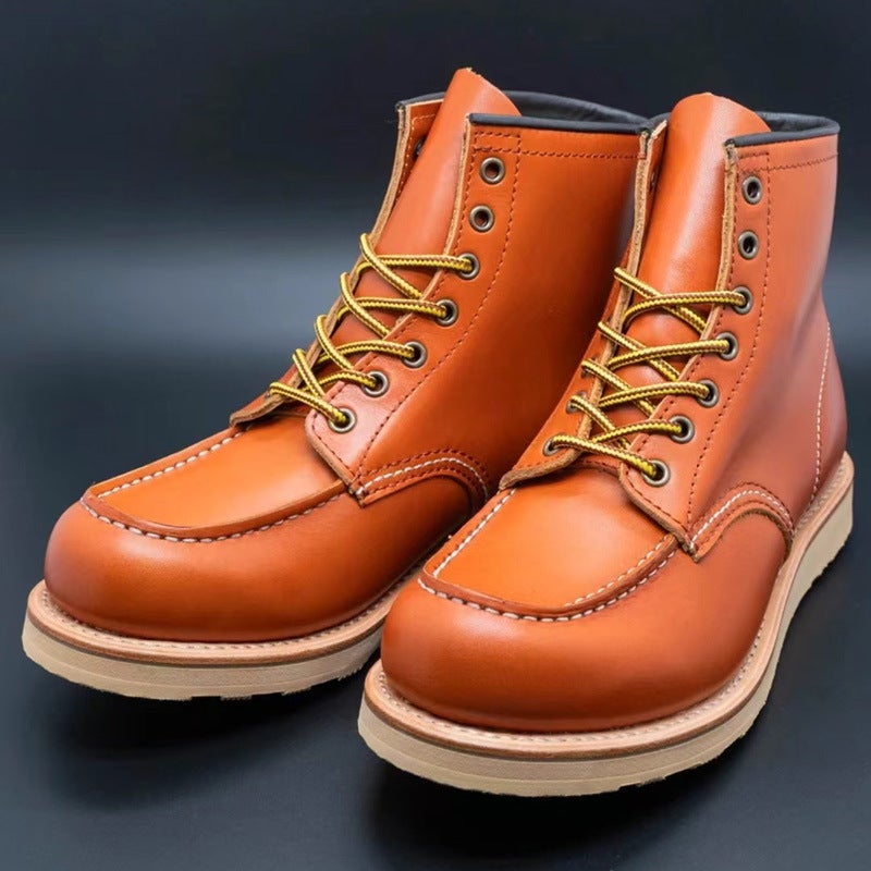 875 First Layer Cowhide Goodyear Ameikaji Workwear Boots Trendy British Martin Boots Short Boots Vintage Motorcycle Boots - Image 4