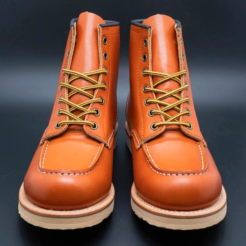 875 First Layer Cowhide Goodyear Ameikaji Workwear Boots Trendy British Martin Boots Short Boots Vintage Motorcycle Boots - Image 3