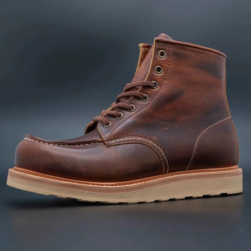 875 First Layer Cowhide Goodyear Ameikaji Workwear Boots Trendy British Martin Boots Short Boots Vintage Motorcycle Boots - Image 1
