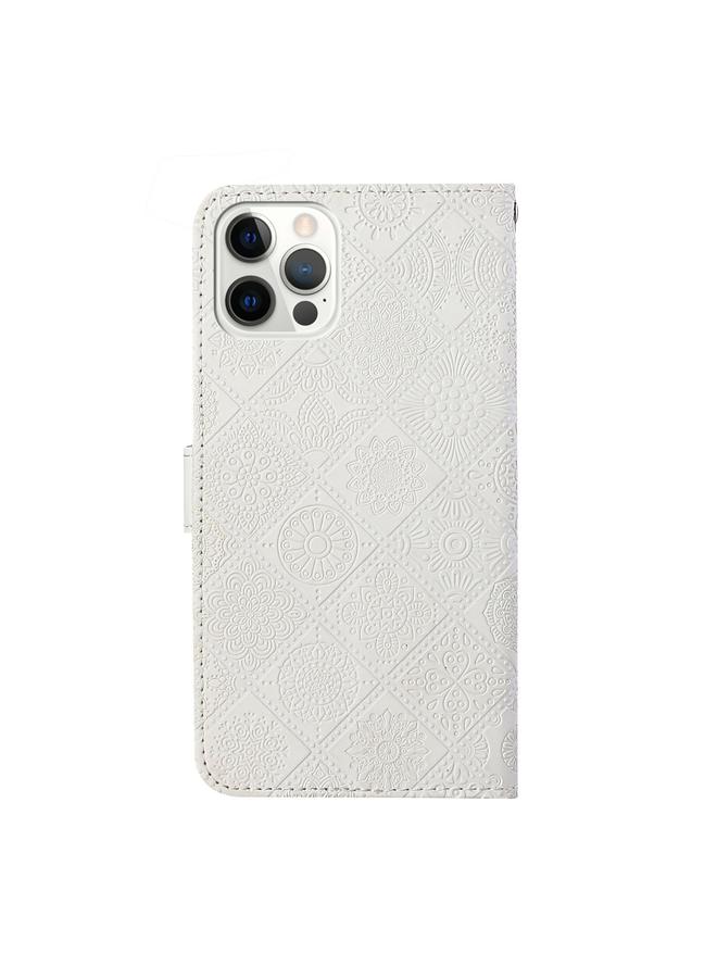 Zaboon Case For iPhone 12 Pro Max Ethnic Style Embossed Pattern Horizontal Flip Leather Case with Holder & Card Slots & Wallet & Lanyard - Image 4