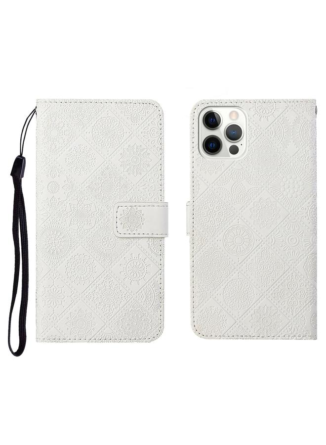 Zaboon Case For iPhone 12 Pro Max Ethnic Style Embossed Pattern Horizontal Flip Leather Case with Holder & Card Slots & Wallet & Lanyard - Image 1