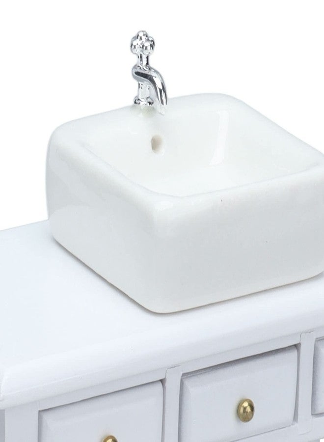 Honio Dollhouse Furniture, White Miniature Educational Doll House Bathroom Set for 1:12 Miniature Doll House - Image 4