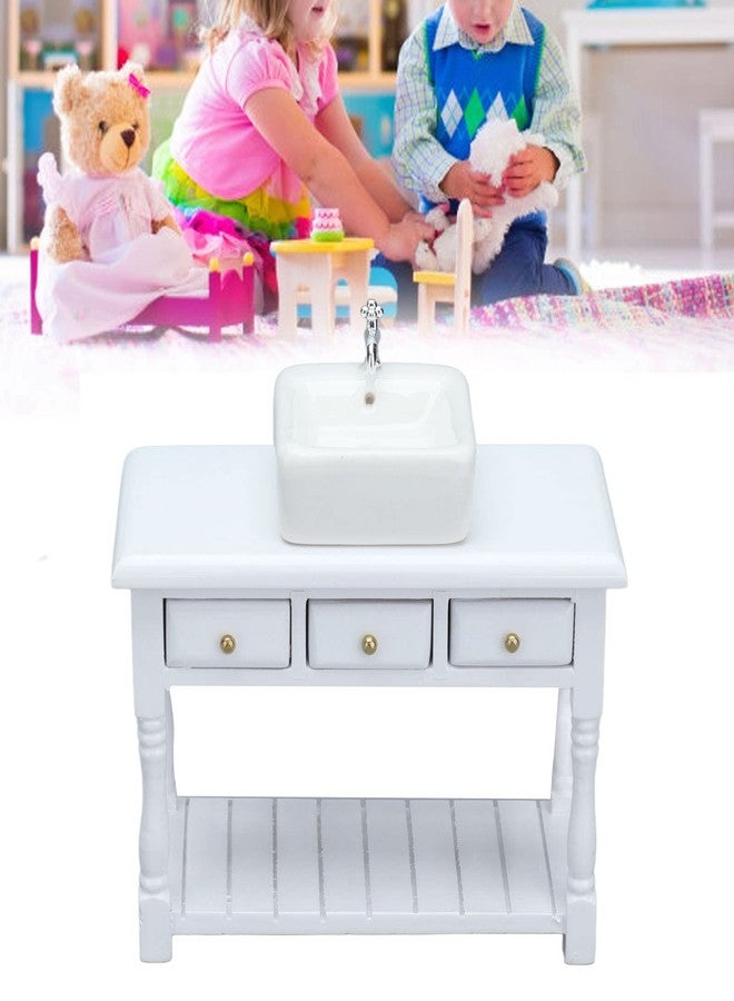 Honio Dollhouse Furniture, White Miniature Educational Doll House Bathroom Set for 1:12 Miniature Doll House - Image 3