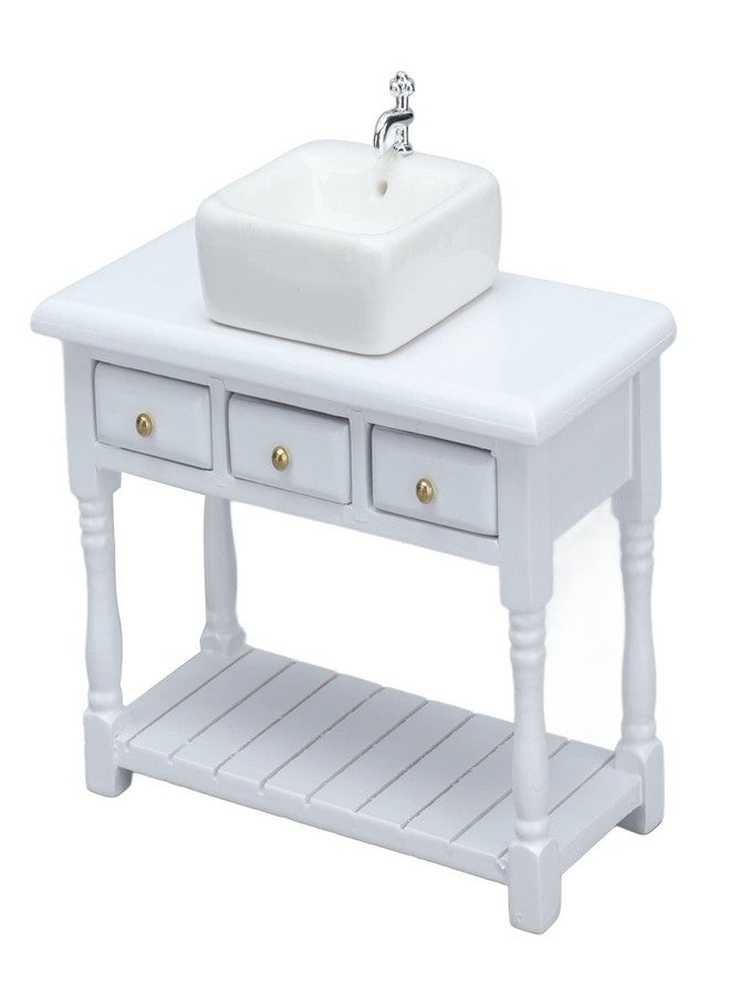Honio Dollhouse Furniture, White Miniature Educational Doll House Bathroom Set for 1:12 Miniature Doll House - Image 1