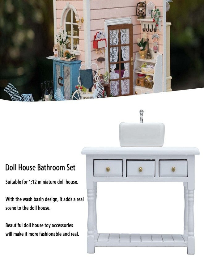 Honio Dollhouse Furniture, White Miniature Educational Doll House Bathroom Set for 1:12 Miniature Doll House - Image 5