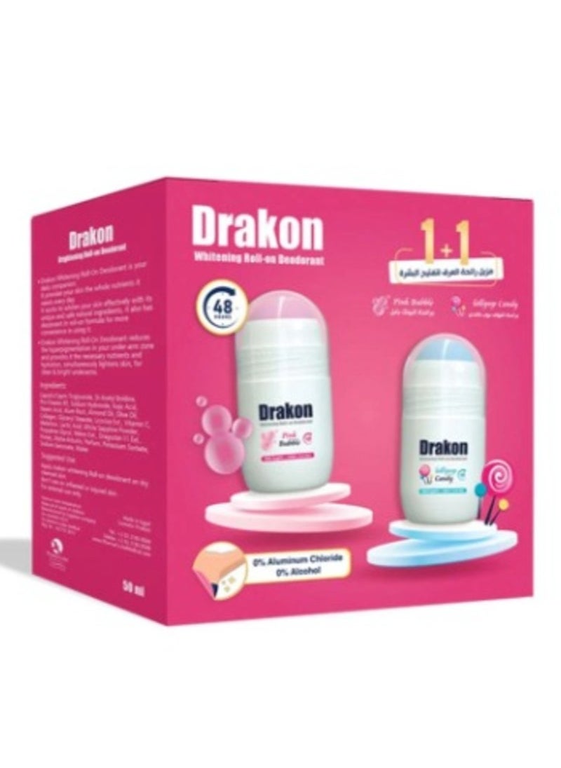 DRAKON - Drakon Roll On Deodorant Offer 1+1 Lolli Pop+Pink Bubble - Image 1