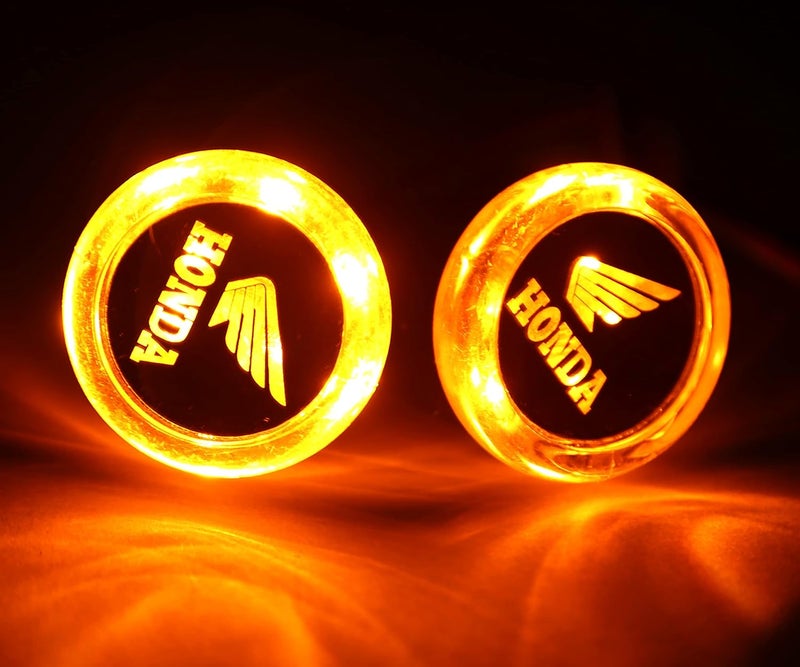 Deviant Buzz Handle Bar Light Side Weights Handle Grip End Indicator Light For All Honda Bikes & Scooty Universal Bikes | LED | Orange - Image 3