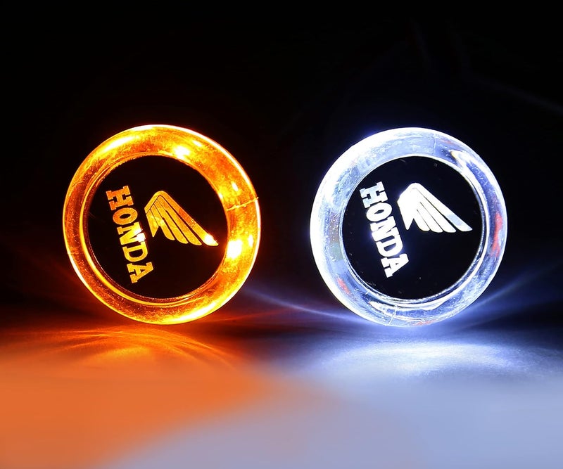 Deviant Buzz Handle Bar Light Side Weights Handle Grip End Indicator Light For All Honda Bikes & Scooty Universal Bikes | LED | Orange - Image 1