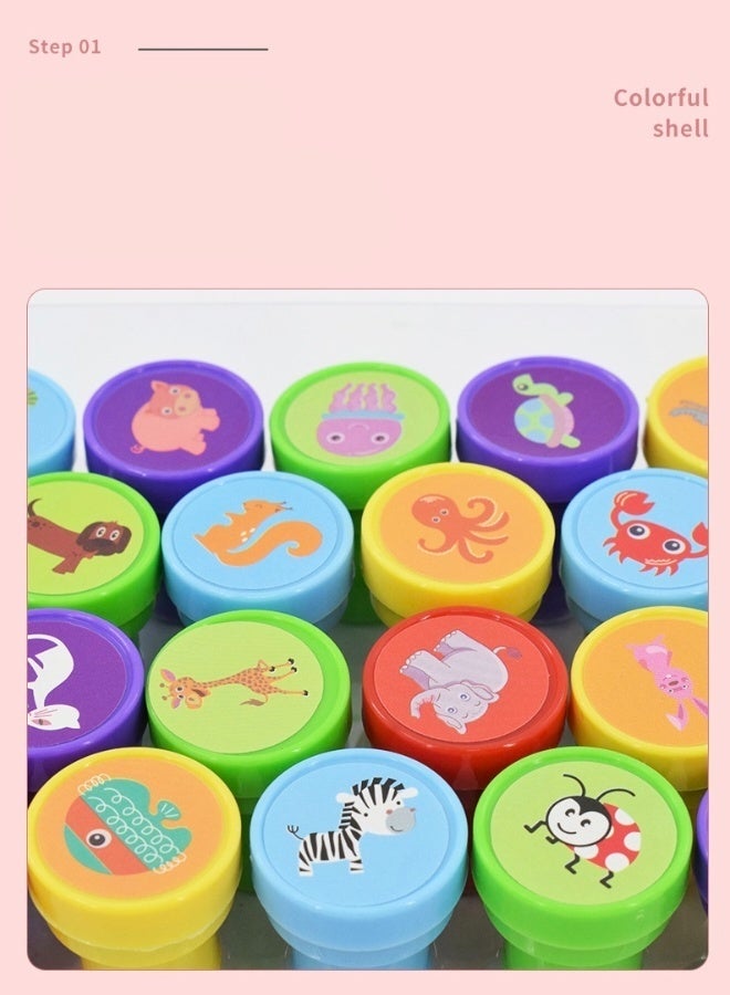 26-Piece Animals Stamps for Kids Self Inking Cute Stamps Washable Stamper Toys for Children Crafts Party Favor School Prizes Birthday Gift and Learn Props Birthday Gift Party Supplies Goodie Bag Prizes Classroom Rewards Filler Arts and Crafts for Kids - Image 3
