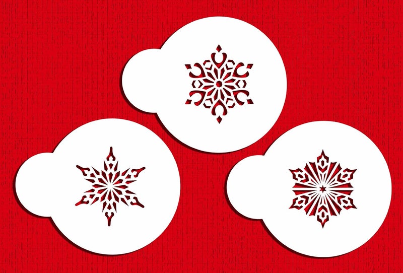 Designer Stencils C746 Mini Crystal Snowflakes 2 Cookie Stencils Beigesemitransparent - Image 1