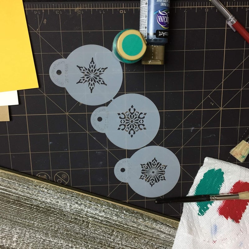 Designer Stencils C746 Mini Crystal Snowflakes 2 Cookie Stencils Beigesemitransparent - Image 4