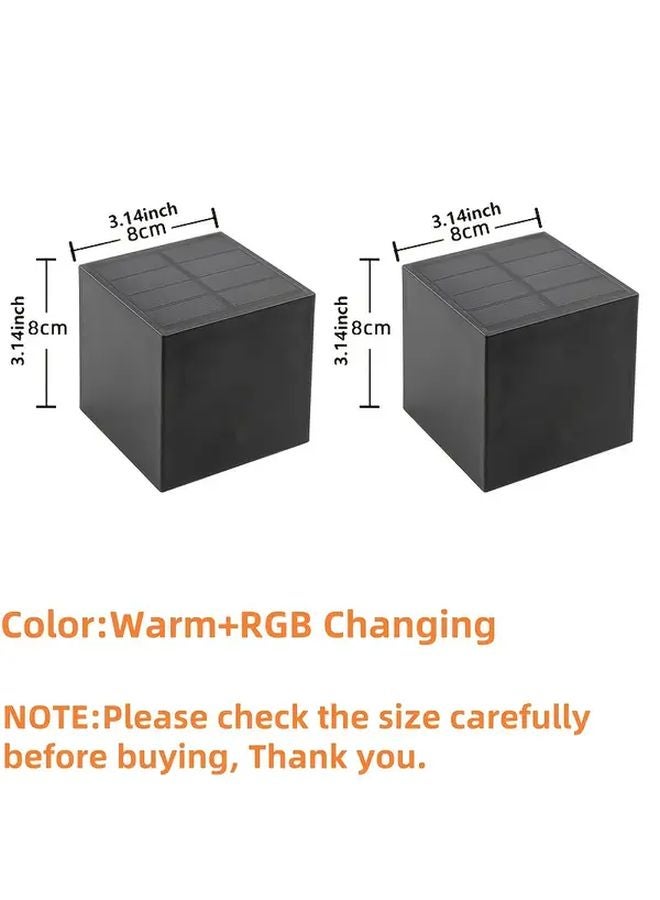 قطعتان من أضواء الجدار الشمسية، أبيض دافئ ومتغير الألوان، إضاءة خارجية لحديقة السياج - Image 1