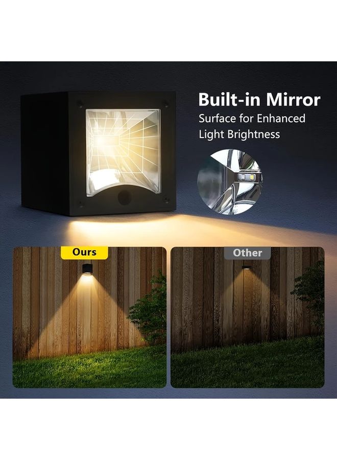 قطعتان من أضواء الجدار الشمسية، أبيض دافئ ومتغير الألوان، إضاءة خارجية لحديقة السياج - Image 5
