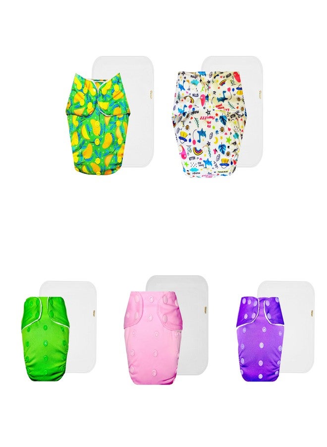 حفاضات دمبلدو القماشية الممتازة مع حشوة قطنية (عبوة من 5) | شعور بالجفاف والراحة | وسادة ماصة من 6 طبقات | مناسبة للسفر | مصممة من قبل الأمهات | من 3 أشهر إلى 3 سنوات | للجنسين - Image 1