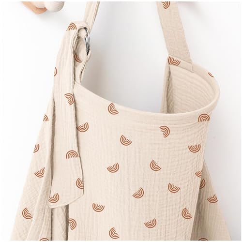 MairMore Muslin Nursing Covers for Breastfeeding Privacy Breast Feeding Cover with Arch Neckline for Mom and Baby Breathable 100 Cotton Nursing Apron Multiuse Stroller Cover