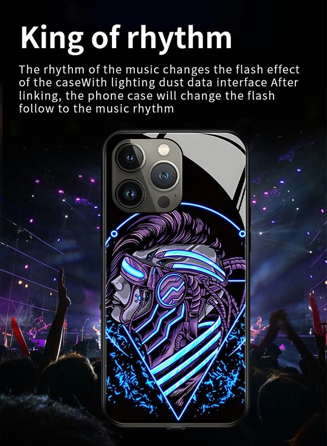GROIC Compatible with iPhone 14 Pro Case,Glow Phone Shell,Tempered Glass Back Soft Slim TPU Bumper Shockproof Colorful Light Up Phone Cover for iPhone 14 Pro 6.1 Inch - Image 3
