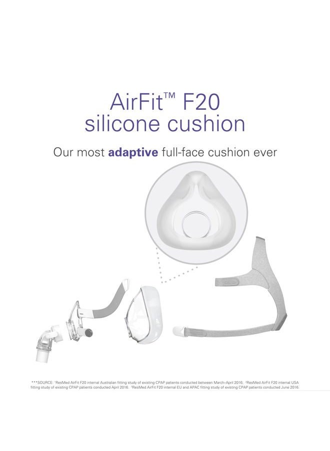 Resmed وسادة AirFit F20 - استبدال وسادة قناع CPAP للوجه الكامل - ملحقات CPAP - متوسط - Image 2
