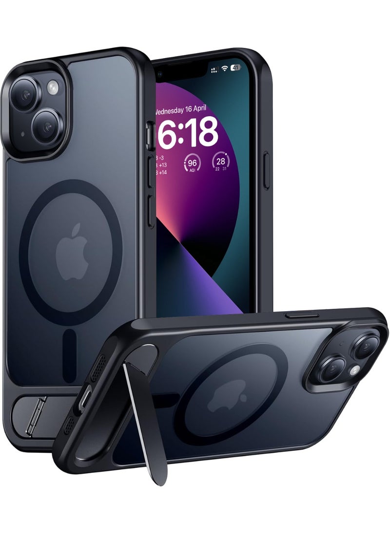 ايليجو جراب لموبايل ايفون 13 من، متوافق مع ماج سيف، غطاء مغناطيسي مع حامل غير مرئي، جراب موبايل حماية ضد الصدمات، جراب خلفي بمسند غير لامع لموبايل ابل 13 6.1 بوصة (2021) (اسود) - Image 1