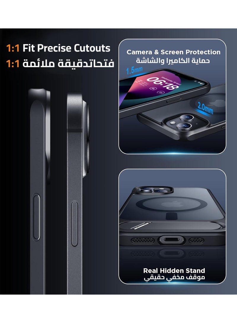 ايليجو جراب لموبايل ايفون 13 من، متوافق مع ماج سيف، غطاء مغناطيسي مع حامل غير مرئي، جراب موبايل حماية ضد الصدمات، جراب خلفي بمسند غير لامع لموبايل ابل 13 6.1 بوصة (2021) (اسود) - Image 5