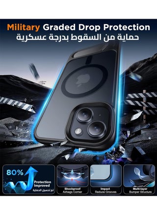 جراب لموبايل ايفون 13 من، متوافق مع ماج سيف، غطاء مغناطيسي مع حامل غير مرئي، جراب موبايل حماية ضد الصدمات، جراب خلفي بمسند غير لامع لموبايل ابل 13 6.1 بوصة (2021) (اسود) - view 2
