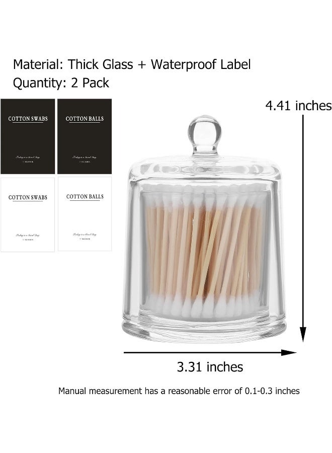 rejomiik 2 Pack Qtip Holder Thick Glass Apothecary Jars With Lid For Bathroom Accessories Vanity Organizers And Makeup Storage For Cotton Ball, Swabs, Makeup Sponges, Candy, Jewelry, Clear  - Image 1