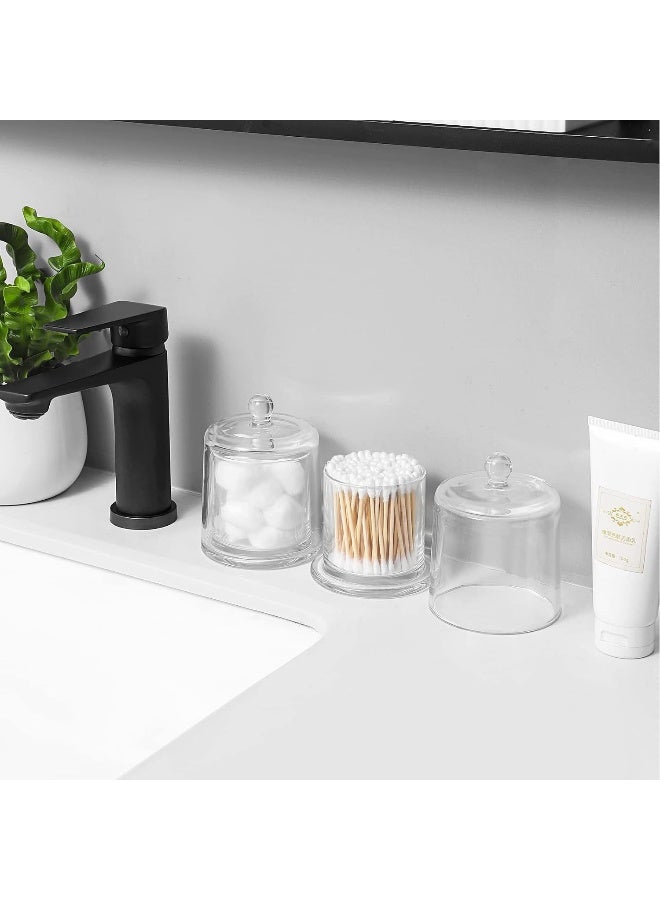 rejomiik 2 Pack Qtip Holder Thick Glass Apothecary Jars With Lid For Bathroom Accessories Vanity Organizers And Makeup Storage For Cotton Ball, Swabs, Makeup Sponges, Candy, Jewelry, Clear  - Image 3