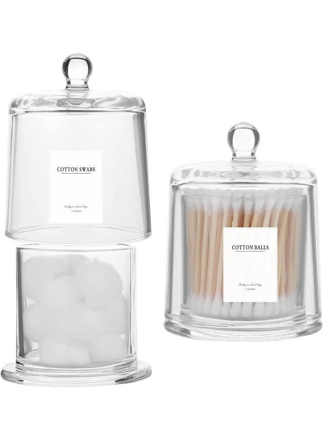 rejomiik 2 Pack Qtip Holder Thick Glass Apothecary Jars With Lid For Bathroom Accessories Vanity Organizers And Makeup Storage For Cotton Ball, Swabs, Makeup Sponges, Candy, Jewelry, Clear  - Image 5