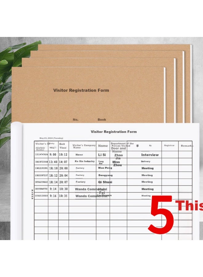 Lison Visitor Register Book, Visitor Log Book, Visitor Record Report, Foreign Personnel Entry And Register Book 50 Sheets/Book, Financial Supplies 5 Books/Set - Image 1
