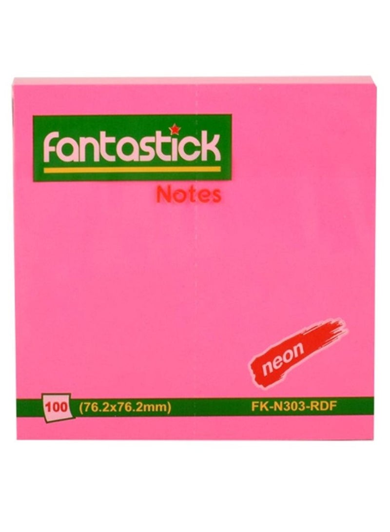 Fantastick 3-Piece Sticky Notes 3x3 Inch Size Neon Pink - Image 2
