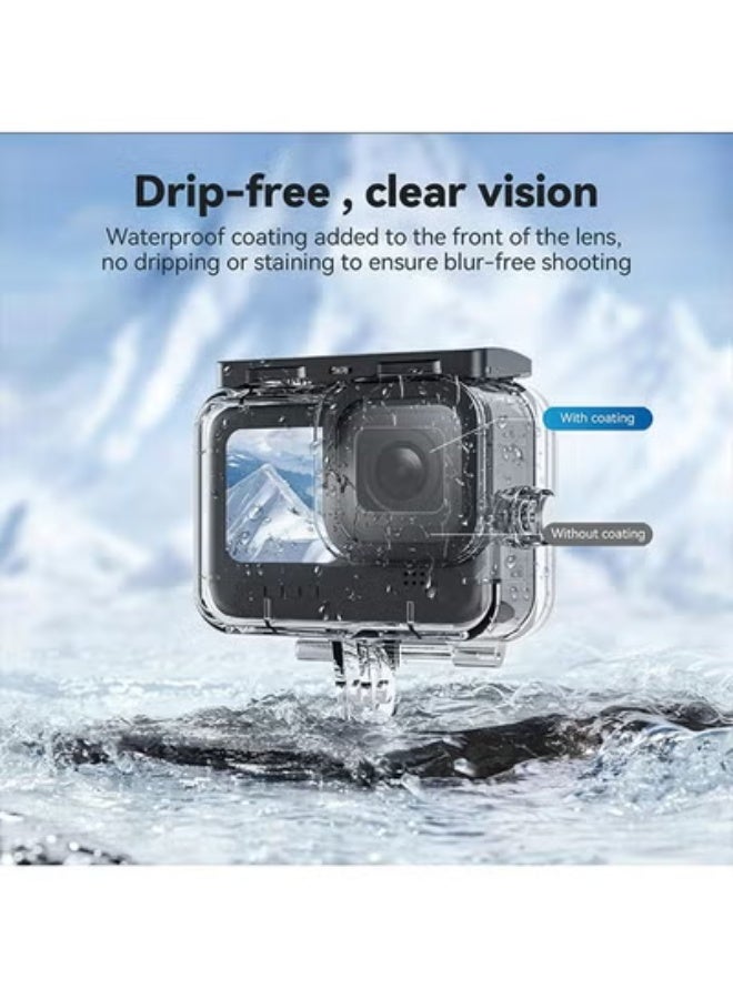 TELESIN Upgraded 60M/196FT Waterproof Case for GoPro Hero 12/11/10/9 Black Waterproof Coating to The Lens, Underwater Dive Case Housing Shell for GoPro 12, 6 × Anti-Fog Sheets, All Scenarios Available - Image 2