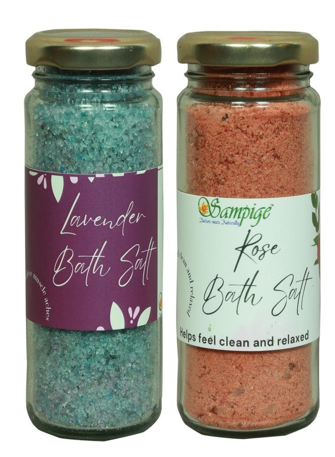 Sampige Rose & Lavender Bath Salt Blend|Blossom Serenity|Bath salt Combo Rose and Lavender| Spa-like indulgence| 250 * 2 (500 gram) - Image 1