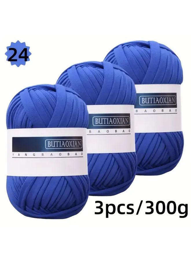 Light Blue Yarn 3Pcs 300g 2mm For Crochet Bags Cushions Storage Baskets DIY Crafts - Image 1