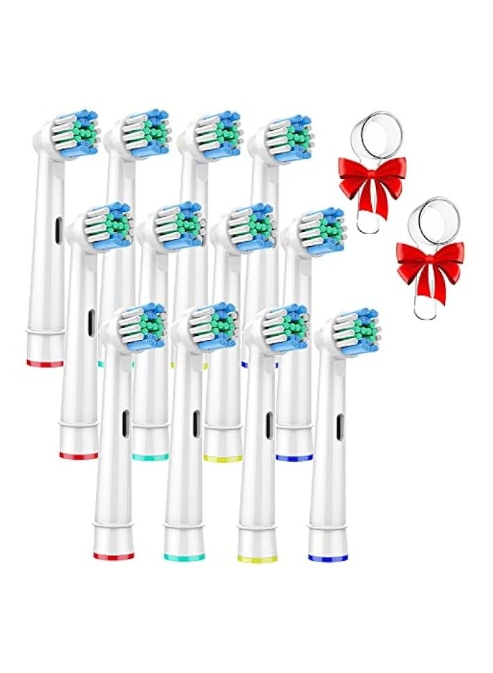 PROMASS 12PCS Replacement Toothbrush Heads compatible with Oral B Braun Electric Toothbrush Refills with 2 Pcs Brush Head Protection Cover