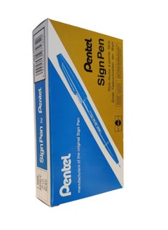 Pentel Pentel Sign Pen 1.0mm Line Dye Based Ink Original Fiber Tipped Pen, S520-E x-large / Blue Pack of 12  - Image 1