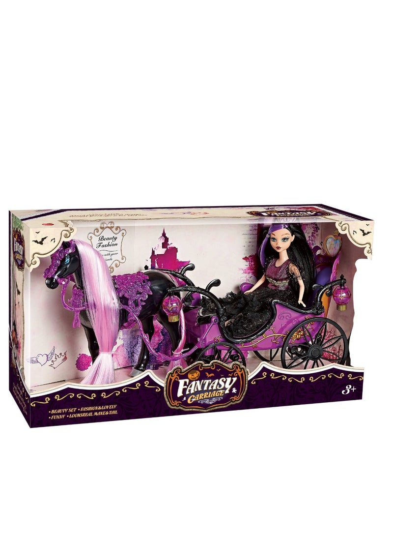 Fantasy - Horse Carriage Electric Horse W/Doll & Cart Bucket - Image 1