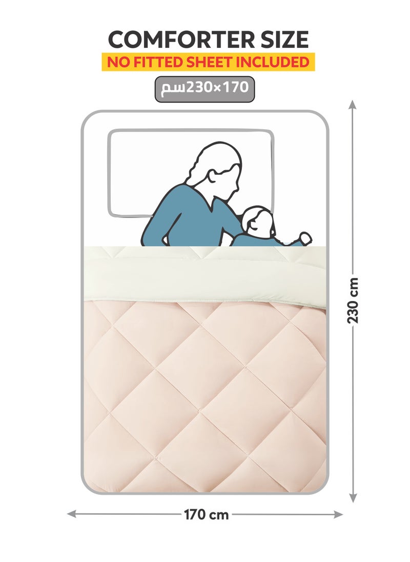 دوناتيلا طقم مفرش روزا سادة 2 قطعة مقاس مفرد ونص 170 × 230 سم بحشوة ثابتة عاجي  - Image 3